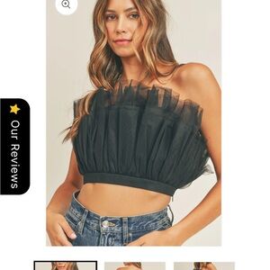 NWT Vestique Black Tulle Crop Top